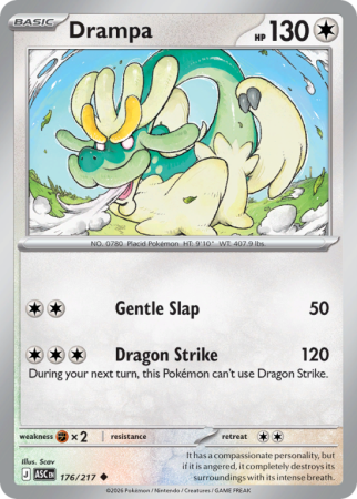 Pokémonkaart Drampa nummer 176/217 uit de set Ascended Heroes (Mega Evolution)
