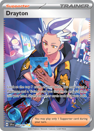 Pokémonkaart Drayton nummer 244/191 uit de set Surging Sparks (Scarlet & Violet)