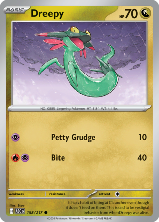 Pokémonkaart Dreepy nummer 158/217 uit de set Ascended Heroes (Mega Evolution)
