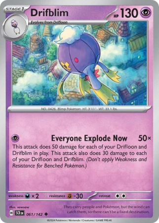 Pokémonkaart Drifblim nummer 61/142 uit de set Stellar Crown (Scarlet & Violet)