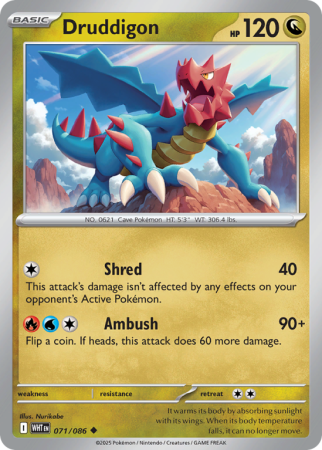 Pokémonkaart Druddigon nummer 71/86 uit de set White Flare (Scarlet & Violet)