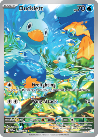 Pokémonkaart Ducklett nummer 109/86 uit de set White Flare (Scarlet & Violet)