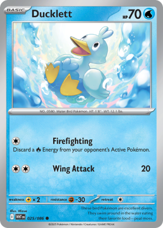 Pokémonkaart Ducklett nummer 25/86 uit de set White Flare (Scarlet & Violet)