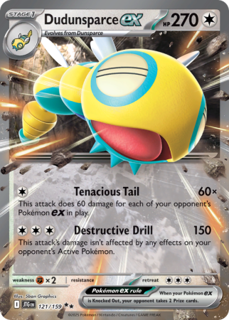 Pokémonkaart Dudunsparce ex nummer 121/159 uit de set Journey Together (Scarlet & Violet)