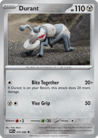Pokémonkaart Durant nummer 70/86 uit de set White Flare (Scarlet & Violet)