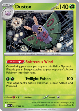 Pokémonkaart Dustox nummer 15/217 uit de set Ascended Heroes (Mega Evolution)