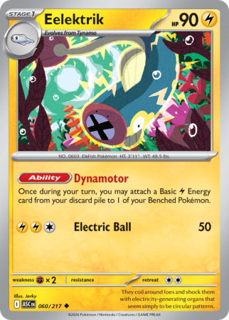 Pokémonkaart Eelektrik nummer 60/217 uit de set Ascended Heroes (Mega Evolution)