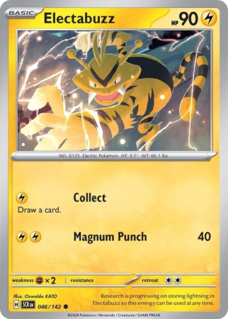 Pokémonkaart Electabuzz nummer 46/142 uit de set Stellar Crown (Scarlet & Violet)