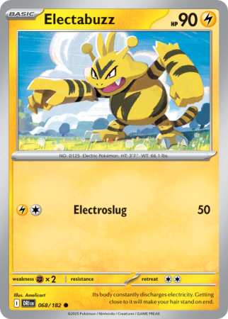 Pokémonkaart Electabuzz nummer 68/182 uit de set Destined Rivals (Scarlet & Violet)