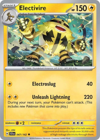 Pokémonkaart Electivire nummer 47/142 uit de set Stellar Crown (Scarlet & Violet)