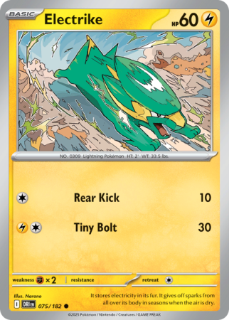 Pokémonkaart Electrike nummer 75/182 uit de set Destined Rivals (Scarlet & Violet)