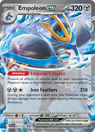Pokémonkaart Empoleon ex nummer 70/94 uit de set Phantasmal Flames (Mega Evolution)