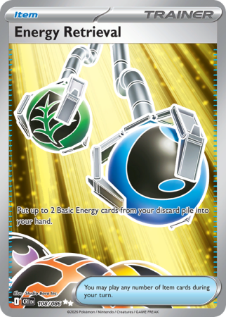 Pokémonkaart Energy Retrieval nummer 108/86 uit de set Chaos Rising (Mega Evolution)