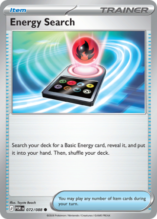 Pokémonkaart Energy Search nummer 72/88 uit de set Perfect Order (Mega Evolution)