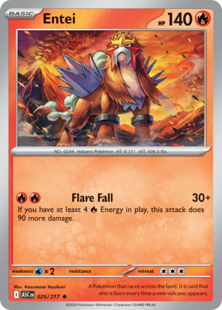 Pokémonkaart Entei nummer 25/217 uit de set Ascended Heroes (Mega Evolution)