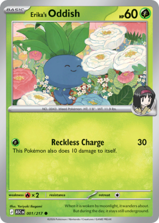 Pokémonkaart Erika's Oddish nummer 1/217 uit de set Ascended Heroes (Mega Evolution)