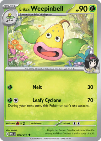 Pokémonkaart Erika's Weepinbell nummer 5/217 uit de set Ascended Heroes (Mega Evolution)