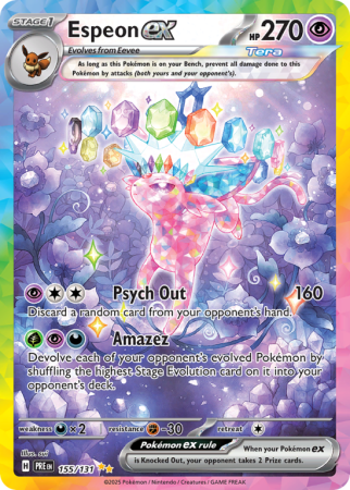 Pokémonkaart Espeon ex nummer 155/131 uit de set Prismatic Evolutions (Scarlet & Violet)