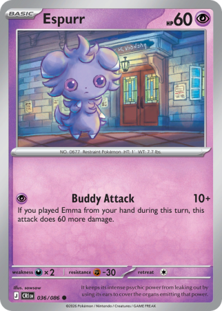 Pokémonkaart Espurr nummer 36/86