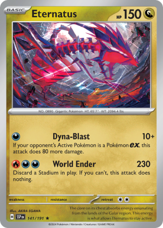Pokémonkaart Eternatus nummer 141/191 uit de set Surging Sparks (Scarlet & Violet)