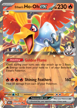 Pokémonkaart Ethan's Ho-Oh ex nummer 39/182 uit de set Destined Rivals (Scarlet & Violet)