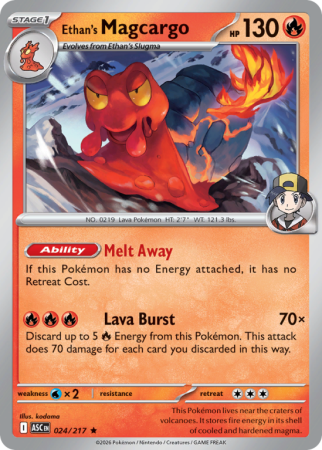 Pokémonkaart Ethan's Magcargo nummer 24/217 uit de set Ascended Heroes (Mega Evolution)