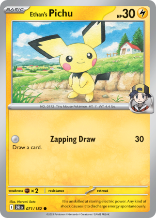 Pokémonkaart Ethan's Pichu nummer 71/182 uit de set Destined Rivals (Scarlet & Violet)