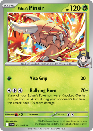 Pokémonkaart Ethan's Pinsir nummer 1/182
