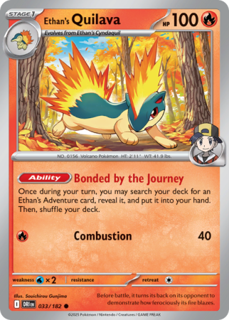 Pokémonkaart Ethan's Quilava nummer 33/182 uit de set Destined Rivals (Scarlet & Violet)