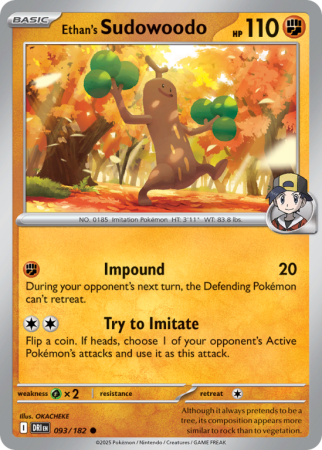 Pokémonkaart Ethan's Sudowoodo nummer 93/182 uit de set Destined Rivals (Scarlet & Violet)