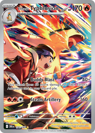 Pokémonkaart Ethan's Typhlosion nummer 190/182