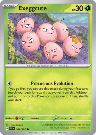 Pokémonkaart Exeggcute nummer 1/191 uit de set Surging Sparks (Scarlet & Violet)