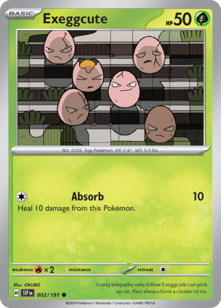 Pokémonkaart Exeggcute nummer 2/191 uit de set Surging Sparks (Scarlet & Violet)