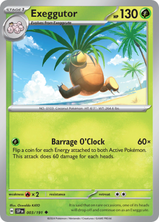 Pokémonkaart Exeggutor nummer 3/191 uit de set Surging Sparks (Scarlet & Violet)