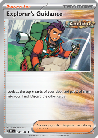 Pokémonkaart Explorer's Guidance nummer 147/162 uit de set Temporal Forces (Scarlet & Violet)