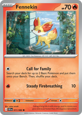 Pokémonkaart Fennekin nummer 11/86