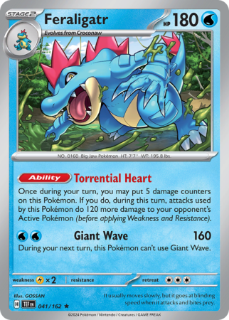 Pokémonkaart Feraligatr nummer 41/162 uit de set Temporal Forces (Scarlet & Violet)
