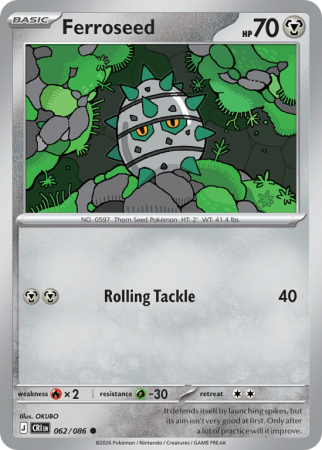 Pokémonkaart Ferroseed nummer 62/86