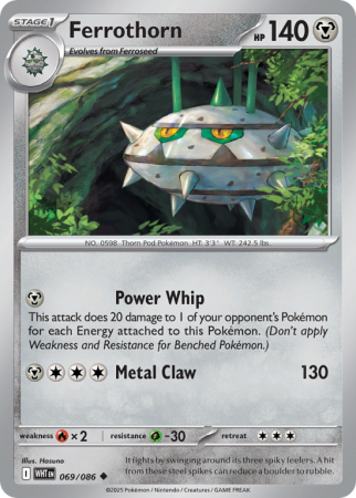 Pokémonkaart Ferrothorn nummer 69/86 uit de set White Flare (Scarlet & Violet)