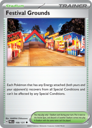 Pokémonkaart Festival Grounds nummer 108/131 uit de set Prismatic Evolutions (Scarlet & Violet)