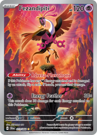 Pokémonkaart Fezandipiti nummer 73/64 uit de set Shrouded Fable (Scarlet & Violet)