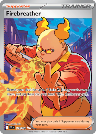 Pokémonkaart Firebreather nummer 119/94 uit de set Phantasmal Flames (Mega Evolution)