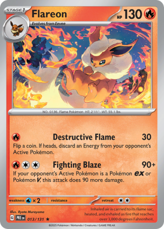 Pokémonkaart Flareon nummer 13/131