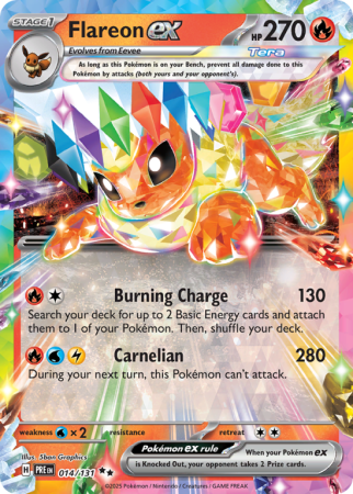 Pokémonkaart Flareon ex nummer 14/131 uit de set Prismatic Evolutions (Scarlet & Violet)