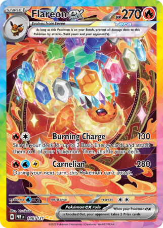 Pokémonkaart Flareon ex nummer 146/131 uit de set Prismatic Evolutions (Scarlet & Violet)