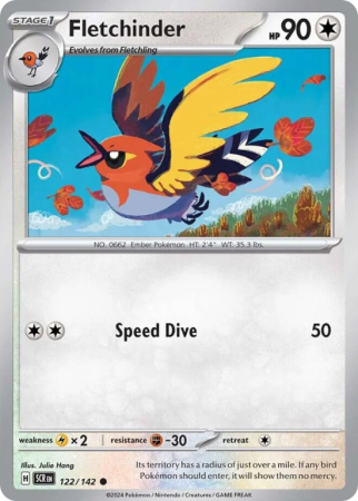 Pokémonkaart Fletchinder nummer 122/142