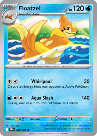 Pokémonkaart Floatzel nummer 58/182 uit de set Destined Rivals (Scarlet & Violet)