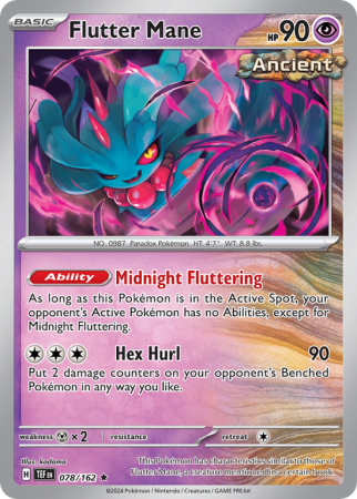 Pokémonkaart Flutter Mane nummer 78/162 uit de set Temporal Forces (Scarlet & Violet)