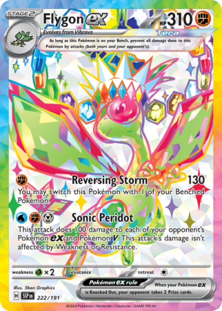 Pokémonkaart Flygon ex nummer 222/191 uit de set Surging Sparks (Scarlet & Violet)