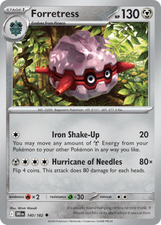 Pokémonkaart Forretress nummer 140/182